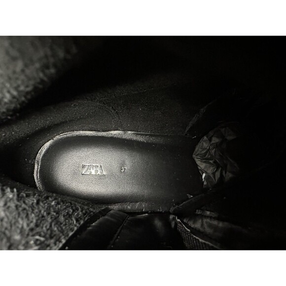 ZARA Women Chunky Black Leather Side Zip Moto Platform Boots US 6.5 EU‎ 37 NEW - Picture 8 of 12